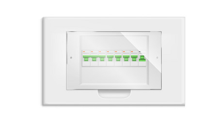 Fuse box electrical panel with on off switchers vector