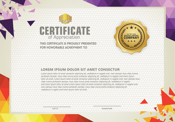 horizontal certificate template with triangle vector image