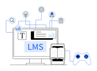 learning management system concept with computer vector image