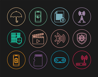 Set line router and wi-fi uv protection upload vector