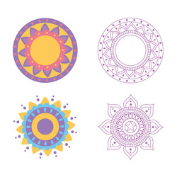 set mandala floral flower tribal decoration vector