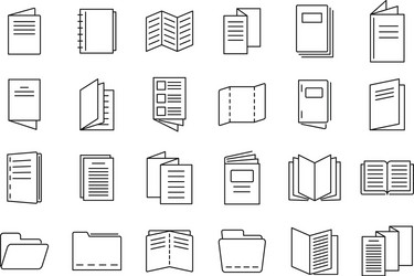 catalogue icons set outline style vector