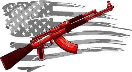 usa flag with an ak 47 rifle vector