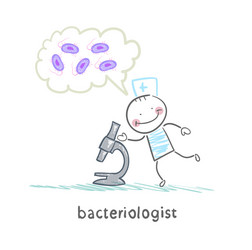 Bacteriologist microscope looks and thinks about vector