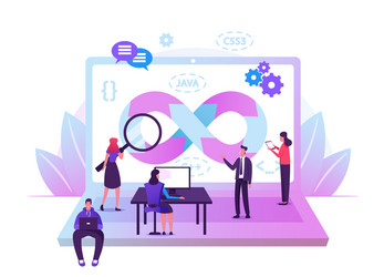 DevOps Collaboration & Software Development vector image
