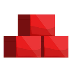 three red bricks forming a simple wall structure vector image