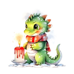 dragon candle watercolor in retro style on white Vector Image