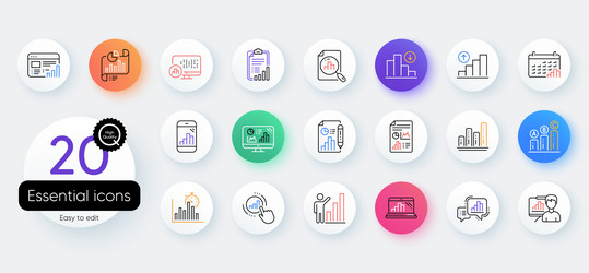 graph line icons set of chart presentation vector image