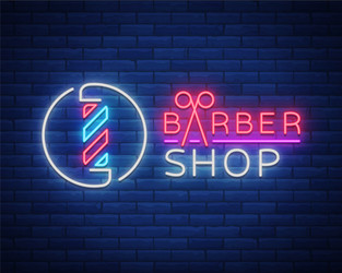 Neon Barber Shop Sign Vector Image
