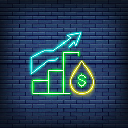 Oil price chart neon sign isolated vector