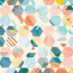 Abstract retro geometric hexagonal pattern vector