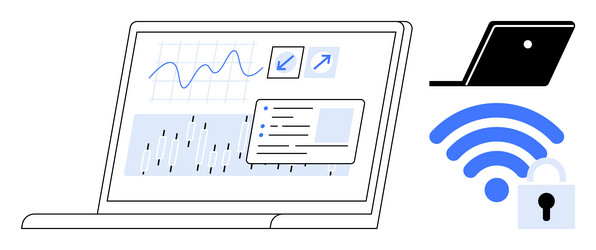 analyzing data and secure wireless communication vector image