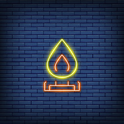 Gas stove oil burner neon sign vector