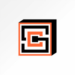 initial sc or cs font line cut space block square vector image