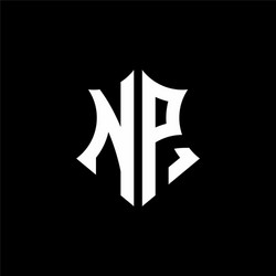 Np monogram logo with a sharp shield style vector