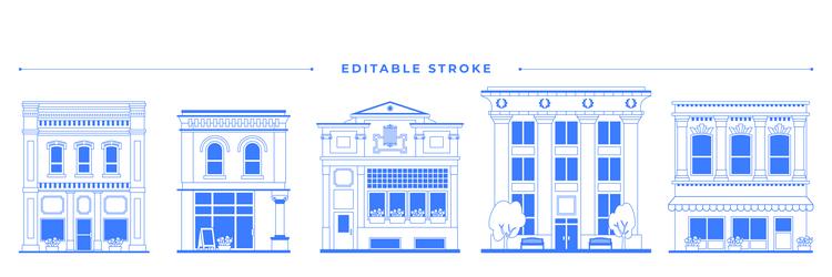 old architecture building set line graphics vector image