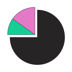 Pie diagram splitted into slices flat line color vector