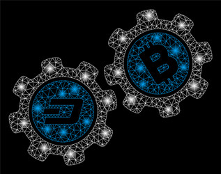 bright mesh network dash bitcoin gears with light vector image