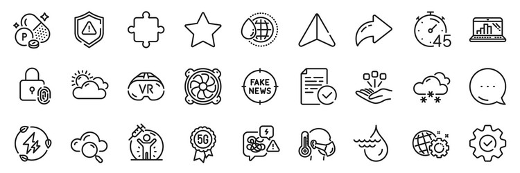 computer fan execute and graph laptop line icons vector image