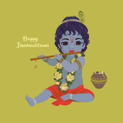 Krishna janmashtami greeting card vector