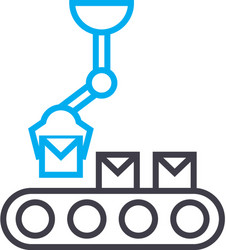 loading on the conveyor linear icon concept vector