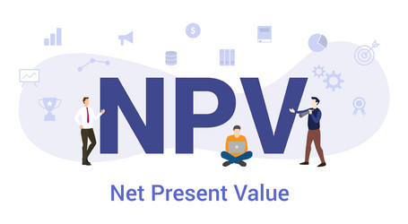 npv net present value concept with big word vector image