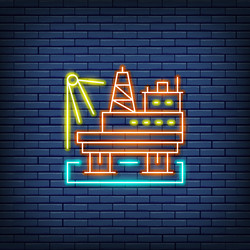 Oil platform in sea fuel rig pumping vector