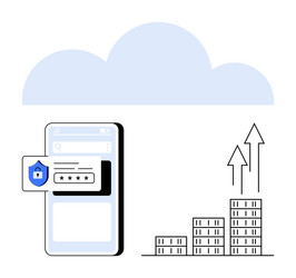 secure cloud computing and mobile access with data vector image