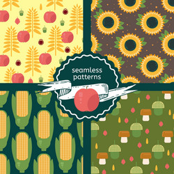 set of autumn harvest patterns vector