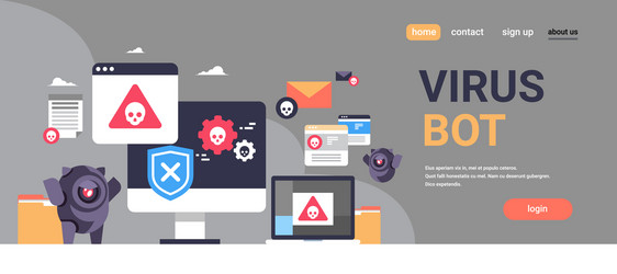 virus bot robot hacker danger piracy error vector image