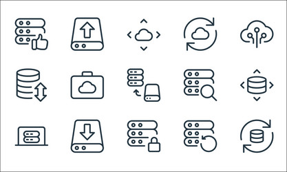 work office server line icons linear set quality vector image