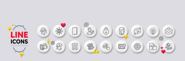 graph chart phone and change money line icons vector image