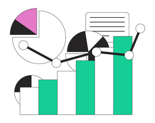 trend forecasting flat line color icon vector