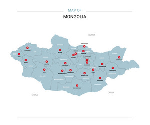 mongolia map with red pin vector