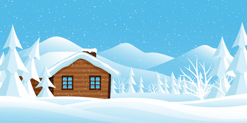 Snowy Mountain Chalet Winter Scene Vector Image
