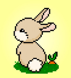 8 bits of rabbit pixels viewed behind vector