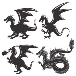 Chinese Dragon Icon - Silhouette Vector Image