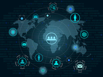 global network connection with world map vector image