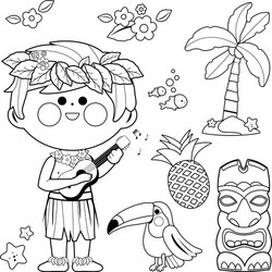 Hawaiian Boy with Guitar Vector Image