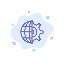 Gear globe setting business blue icon on abstract vector