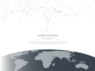 global network connection with world map vector image