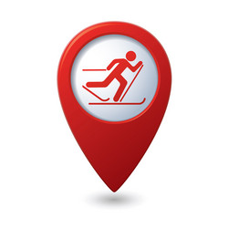 map pointer with ski track icon vector