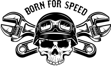 Racer Skull with Wrenches Vector Image