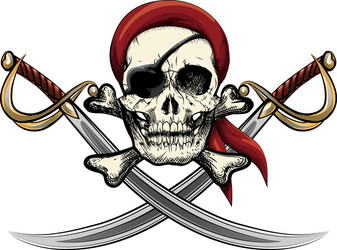 Skull with Crossed Sabers Vector Image