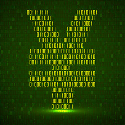 Abstract sign yuan binary code with neon light vector