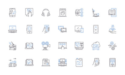 data security line icons collection encryption vector