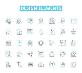 Design elements linear icons set color vector