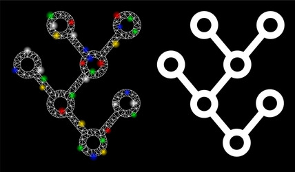 glossy mesh carcass binary tree icon with flash vector image