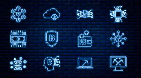 set line mining with monitor and pickaxe vector image