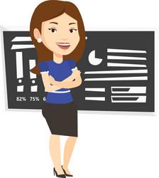 Teacher or student standing in front of chalkboard vector